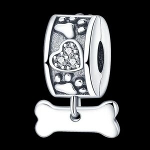 🎆Sterling Silver 925 Dog Bone Collar Dangle Bracelet Charm